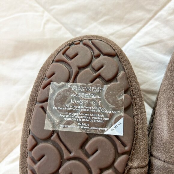 NWOB UGG Ansley Espresso Suede Shearling Moccasin Slippers Women’s Size 6 - Picture 9 of 10